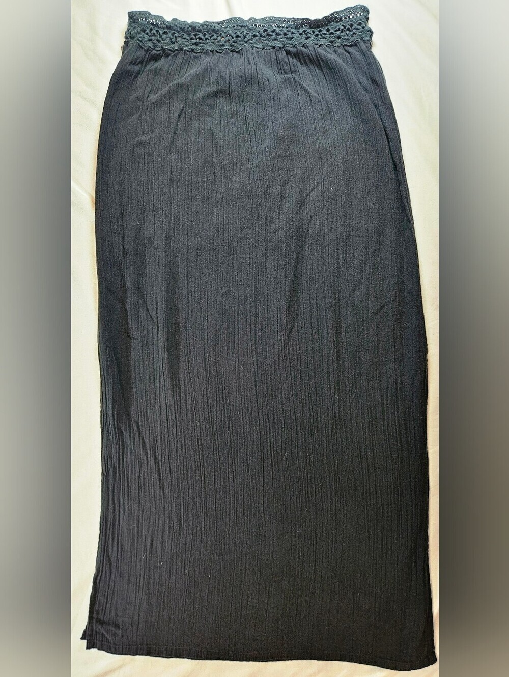 Rip Curl Womens Black Crinkle Textured Semi Sheer Maxi Skirt Size Medium